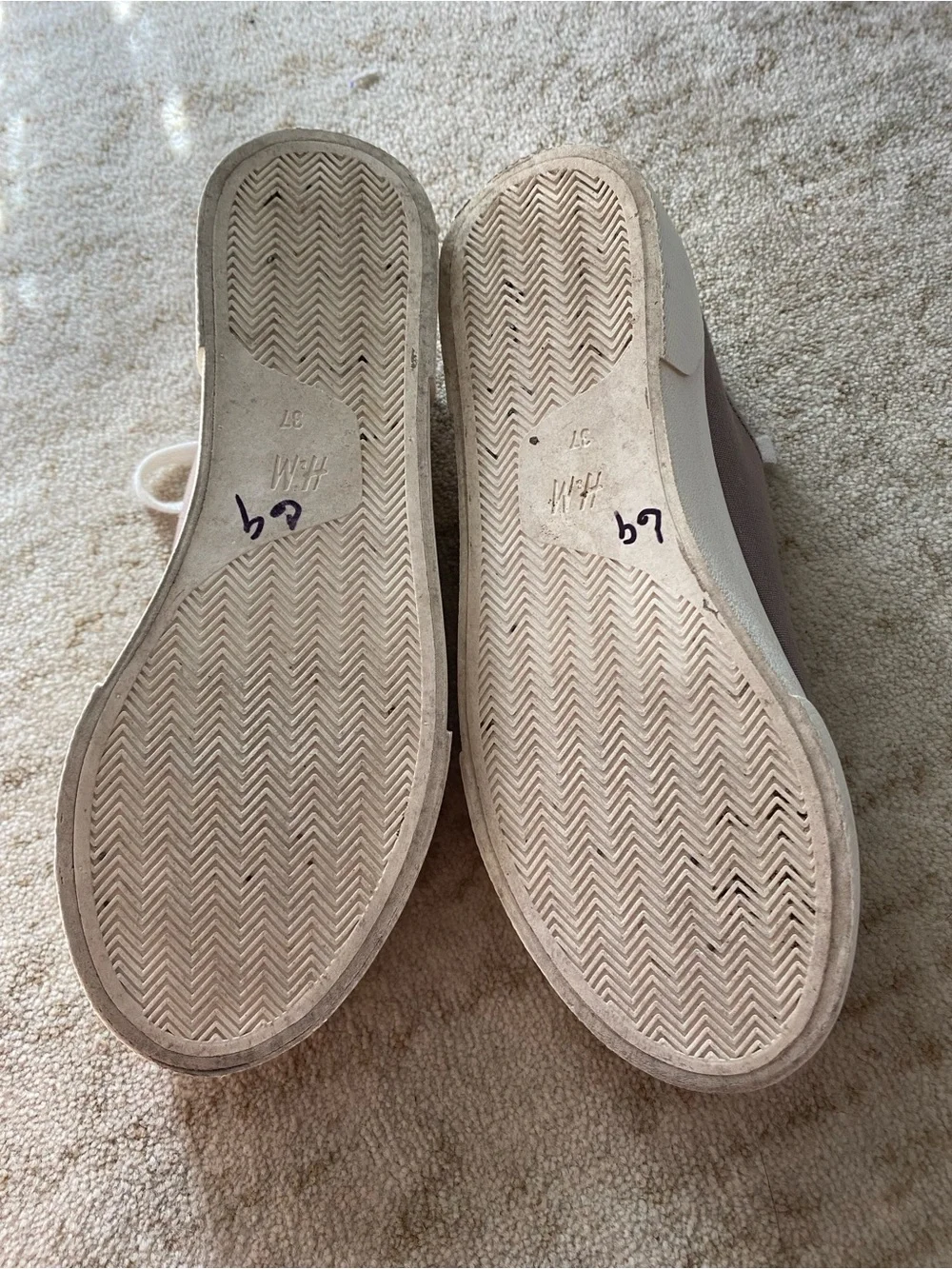 H&M Taupe Canvas Platform Sneakers with White Laces